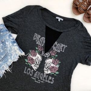 Gray Graphic Tee Braveheart Rock Tour Band T shirt